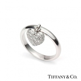 Tiffany & Co. Diamond Set Heart Ring in Platinum